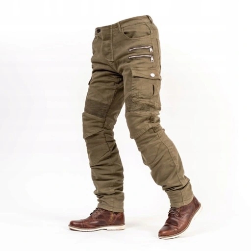 MOTOCYKLOWE DŻINSY SPODNIE JEANSY KHAKI Rozmiar XXXL