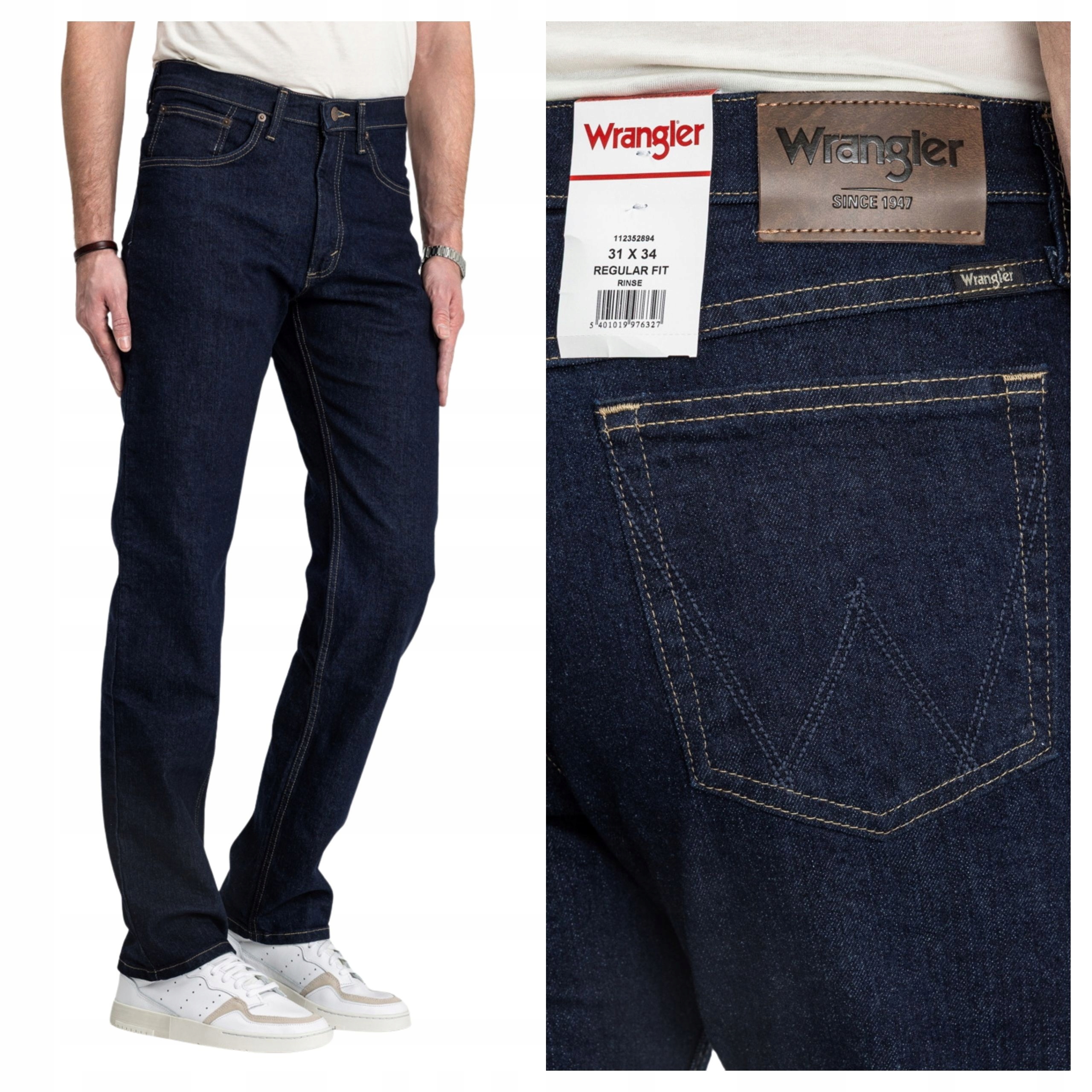 Pánské džínové kalhoty Wrangler Regular Fit Modré Jednoduché džíny W38 L34