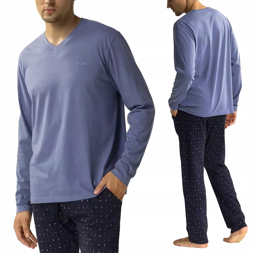Pánské pyžamo 100% Bavlna s dlouhým rukávem Atlantic NMP-374 M