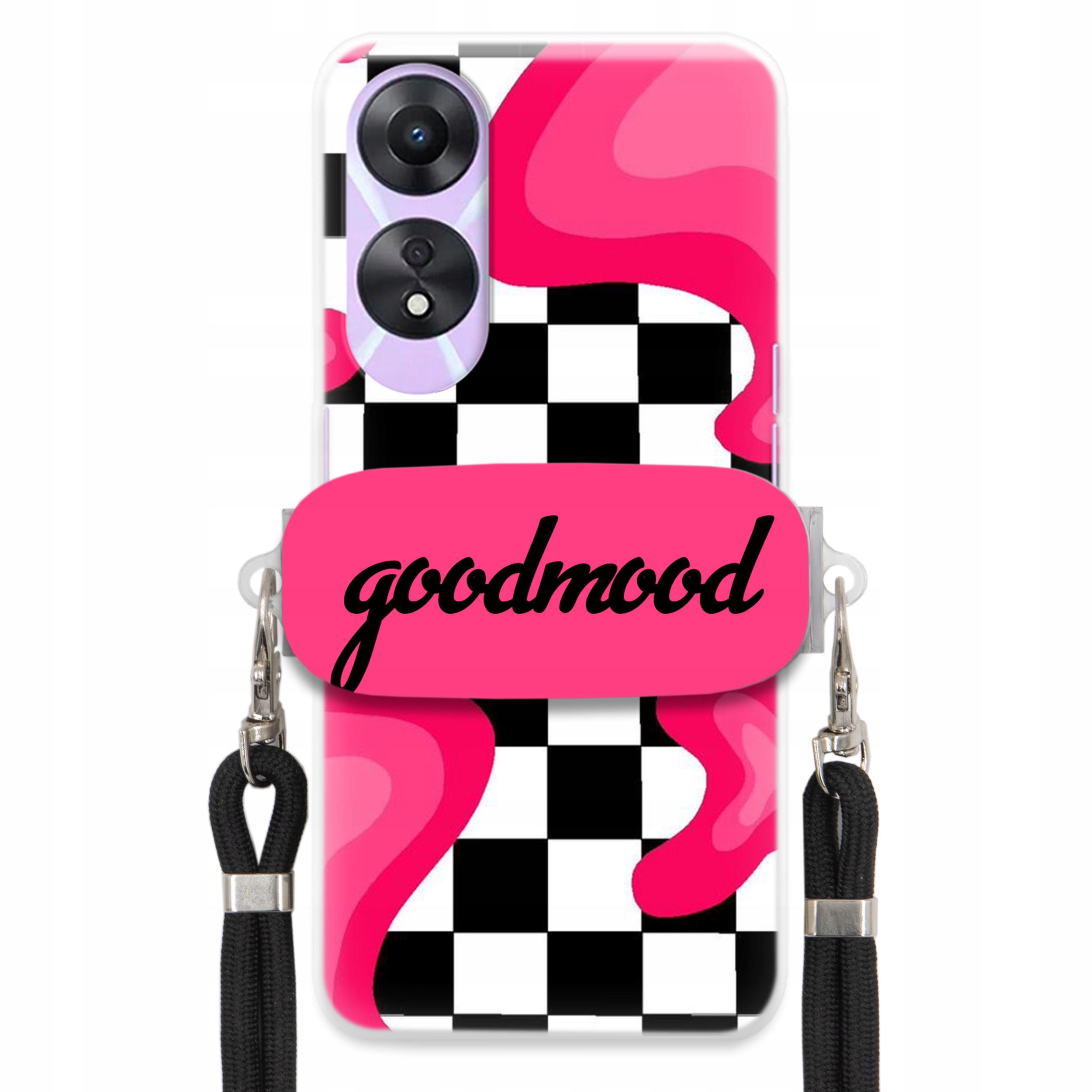 Puzdro Pre Oppo A58 5G Sada Case Držiak Na Vodítko Čierna Pre Teenagerov Splash