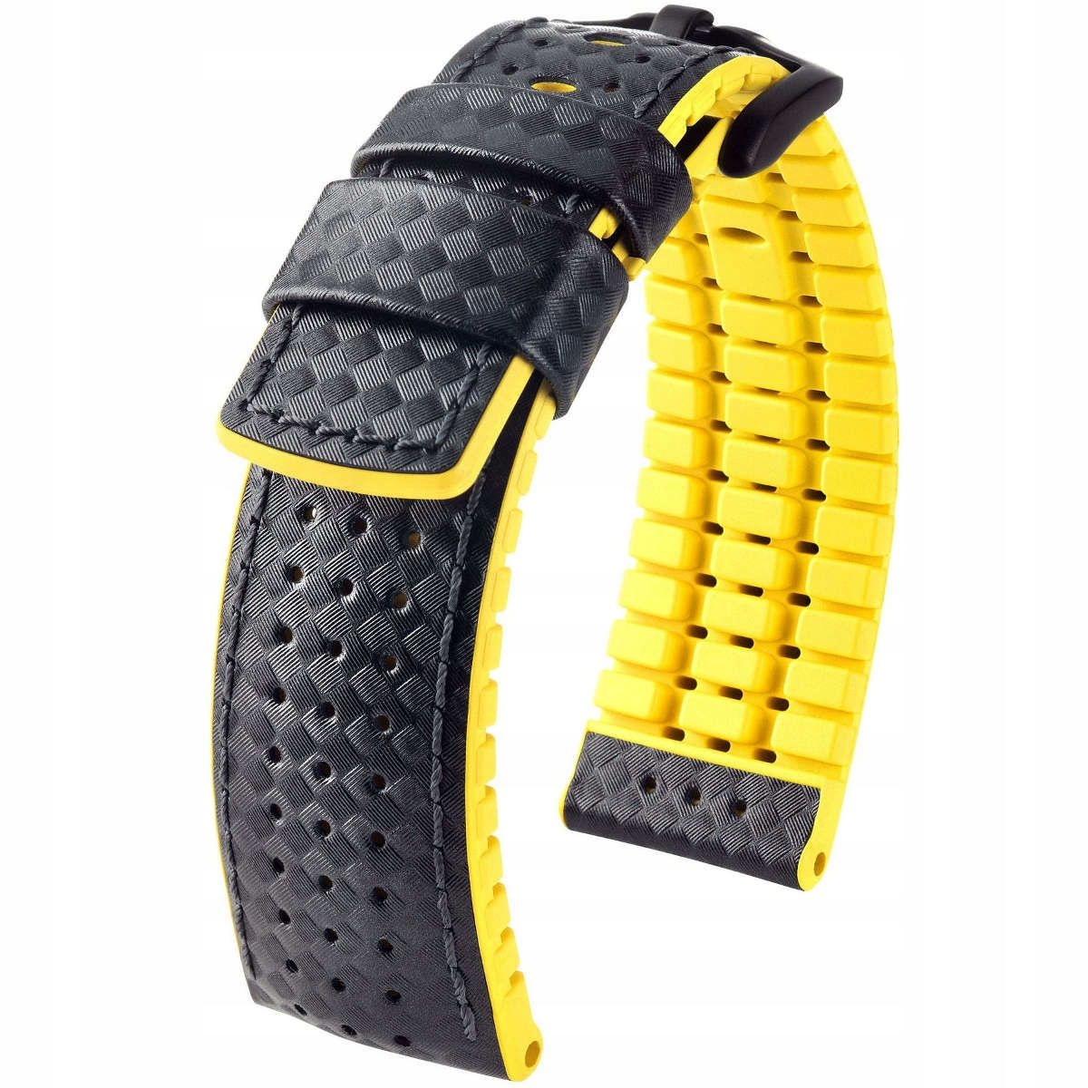 Černo-žlutý kožený opasek 20 mm Hirsch Ayrton 0917292050-5-20 (L)
