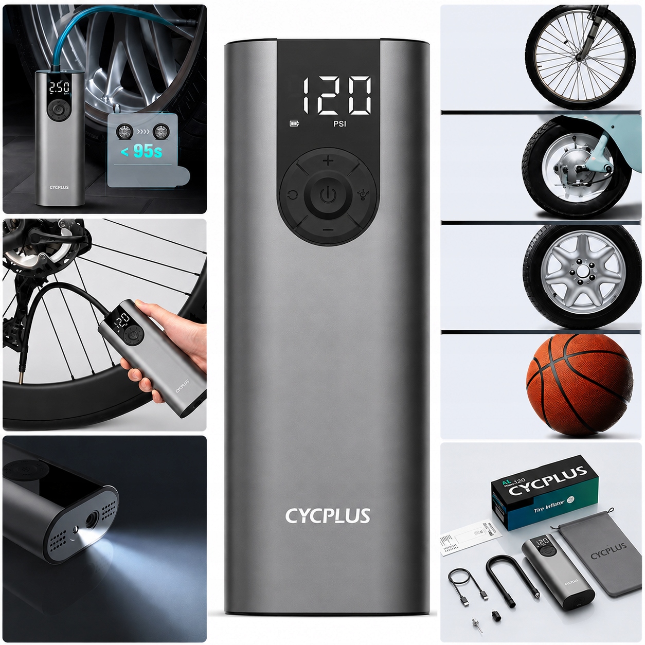 Elektrická pumpa Cycplus A8 Kompresor 150 Psi pro jízdní kolo