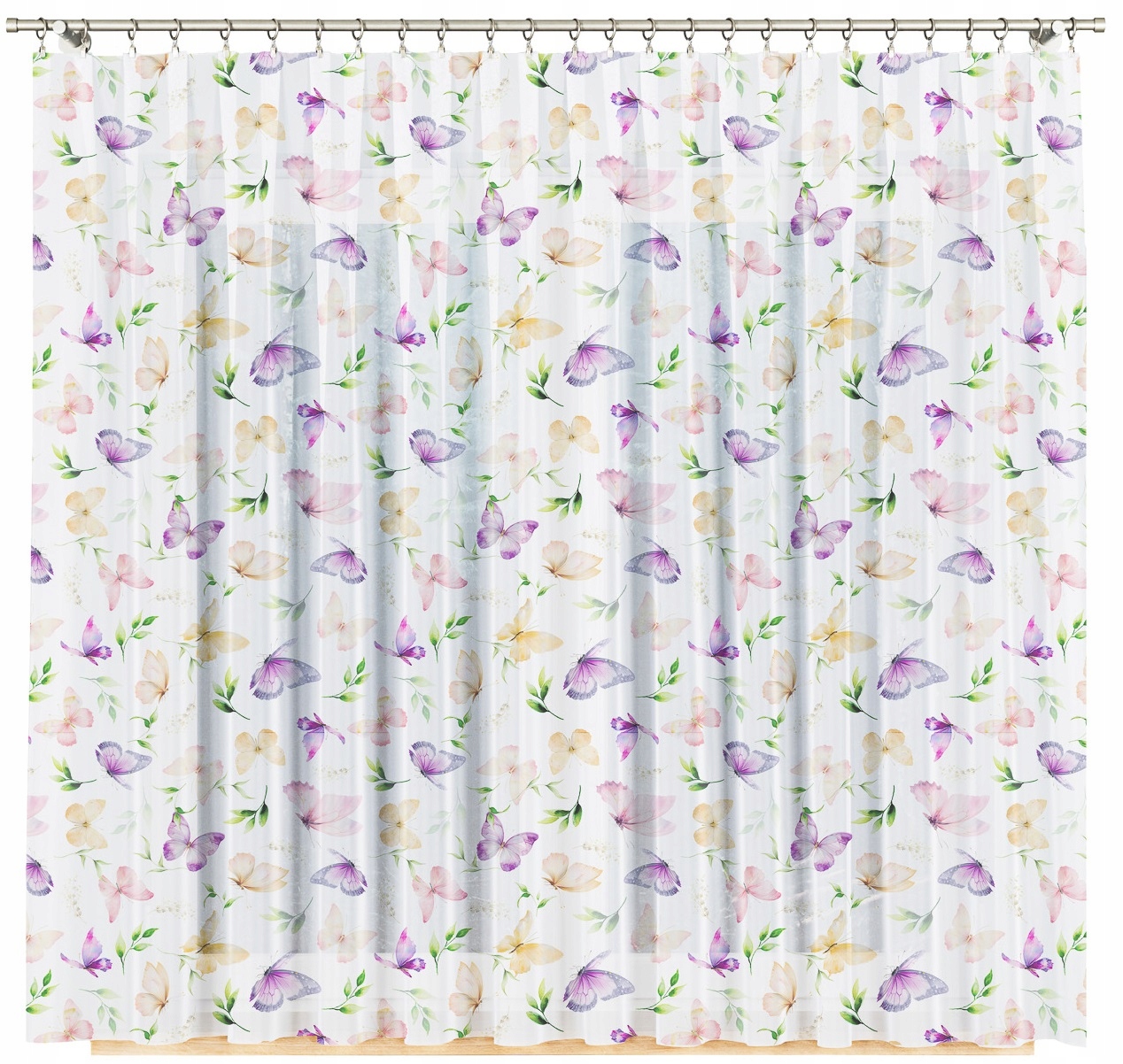 Motýlky Nelka vel 500 x 157 cm záclona voálová s lemem (s lemováním)