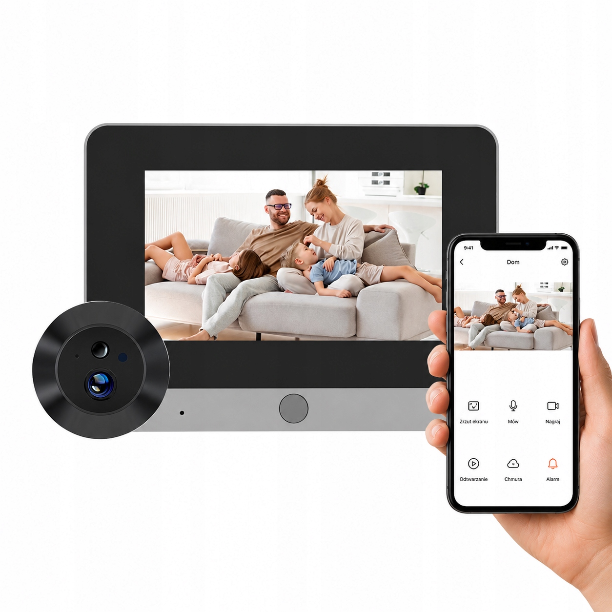 Wizjer do drzwi z ekranem kamerą Full Hd WiFi Tuya tryb nocny 10000 mAh