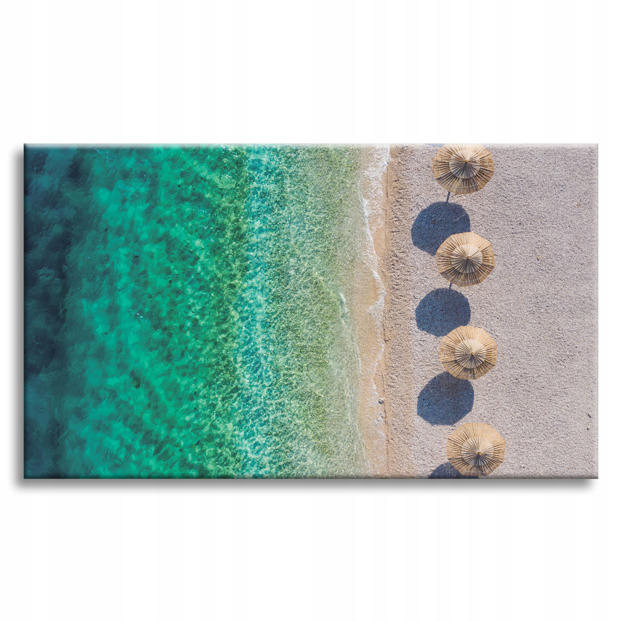 Obraz na plátně Břeh Vlny Klid Slaměné Deštníky 90x60 cm