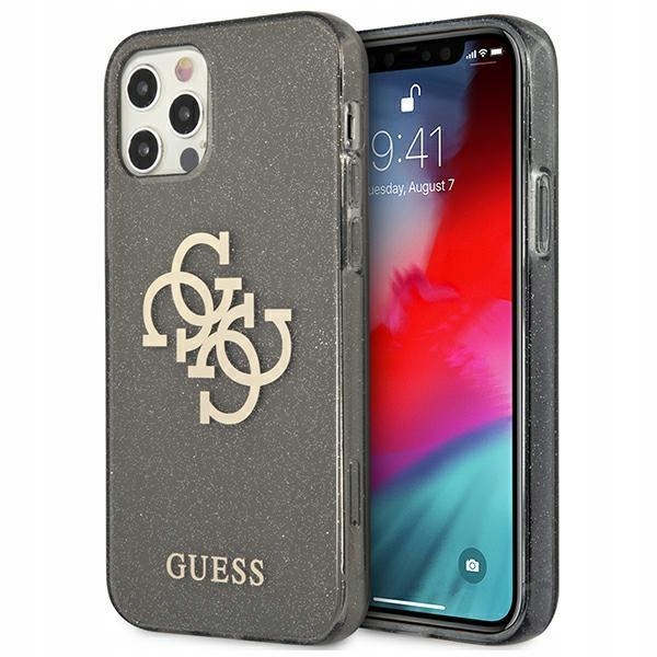 Etui Guess Glitter 4G Big Logo na iPhone 12 Pro Max czarne Guess