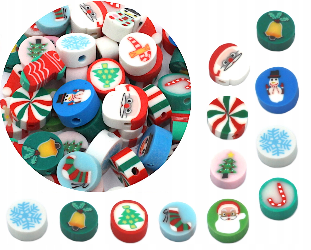 Рождество Рождество FIMO полимерные бусины Санта Клаус микс 20шт