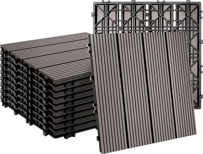Terasové dlaždice Wpc 30 × 30 cm – sada 11 ks šedá 10053181