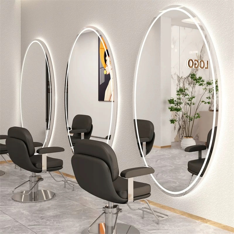 Konzola kadeřnická konzola barberská zrcadlo kadeřnická 180x90 kulatá