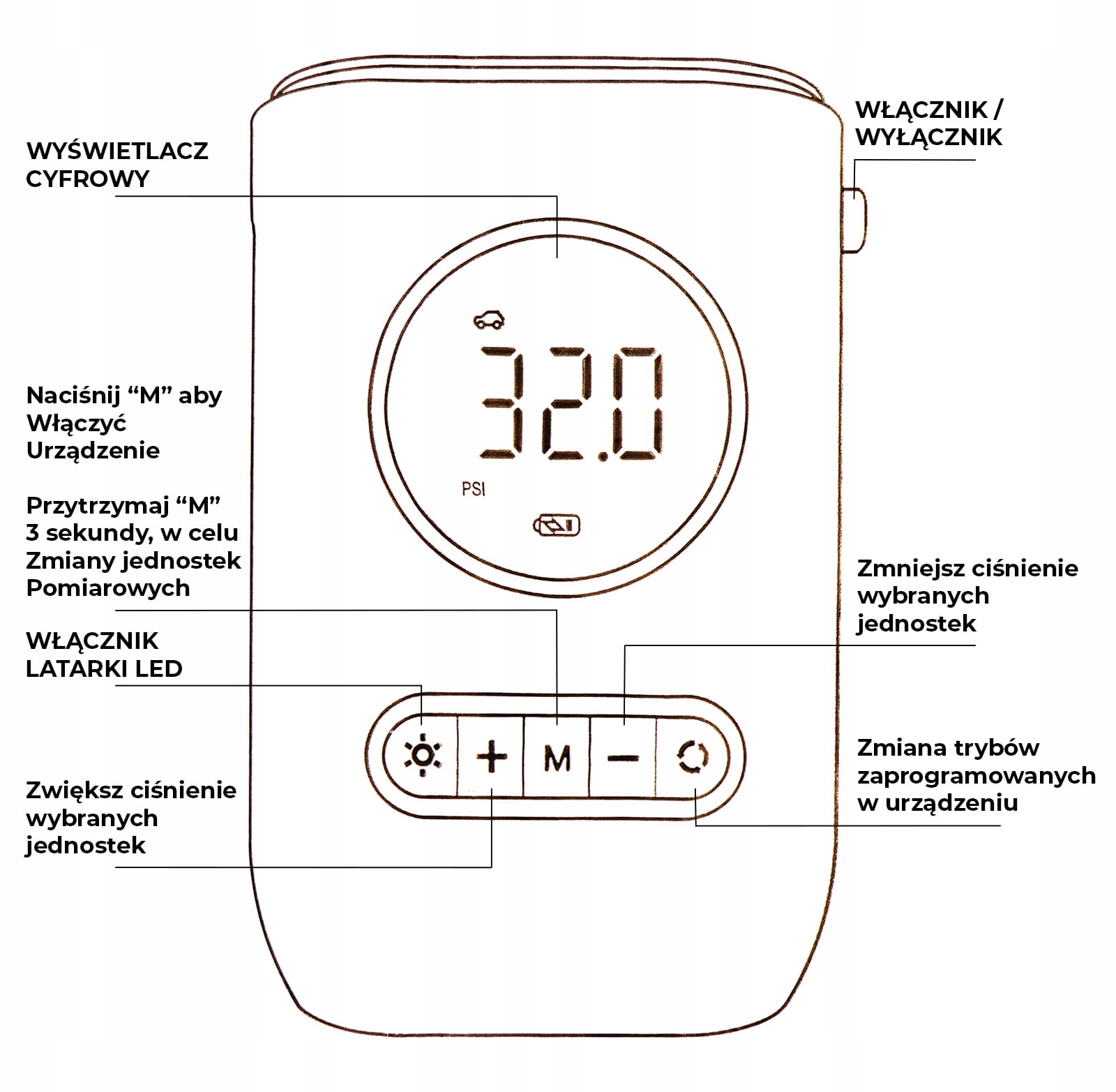 ELEKTRYCZNA POMPKA ROWEROWA KOMPRESOR DO ROWERU Manometr tak