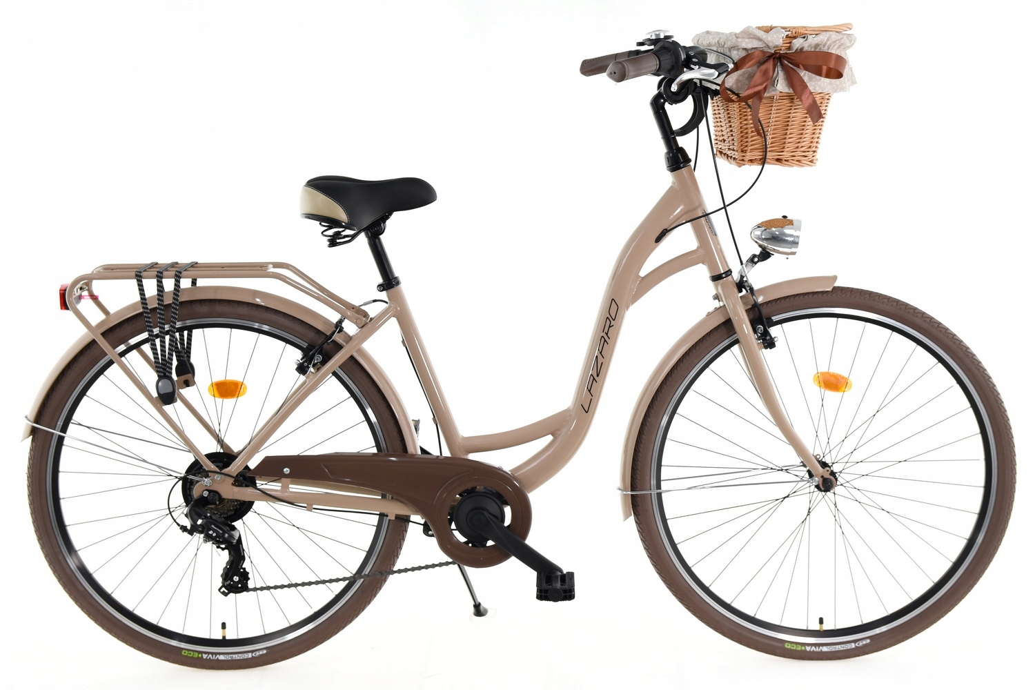 Rower Miejski 28 Lazaro Lekki Aluminiowy Shimano 7-BIEGÓWKAWA +Koszyk