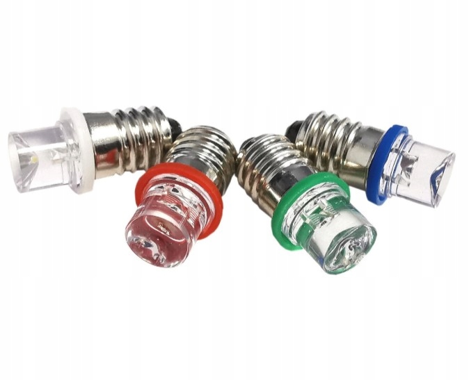 ŻARÓWKA E10 LED 3,5V 0,3 RGB MIGAJĄCA KOLOROWA