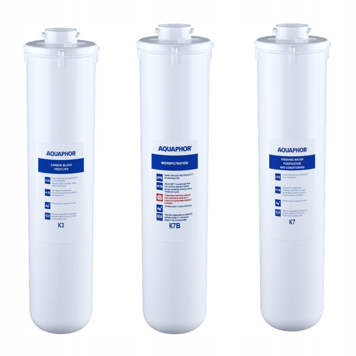 Zestaw wkładów do filtra wody Aquaphor Kryształ B Eco. Filtry K3, K7B i K7.