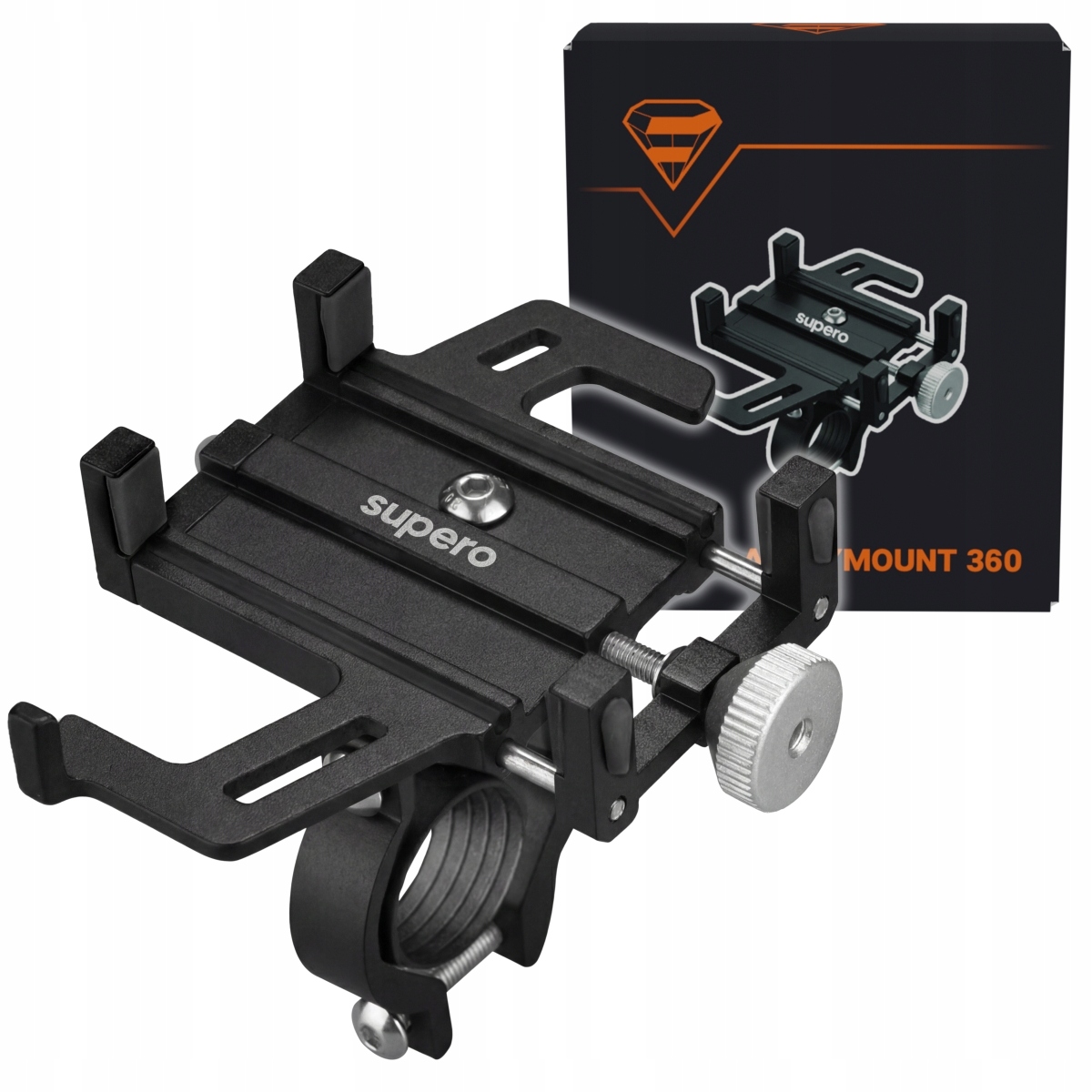 Uchwyt na telefon motocyklowy rowerowy metalowy na kierownice 22-31.8mm
