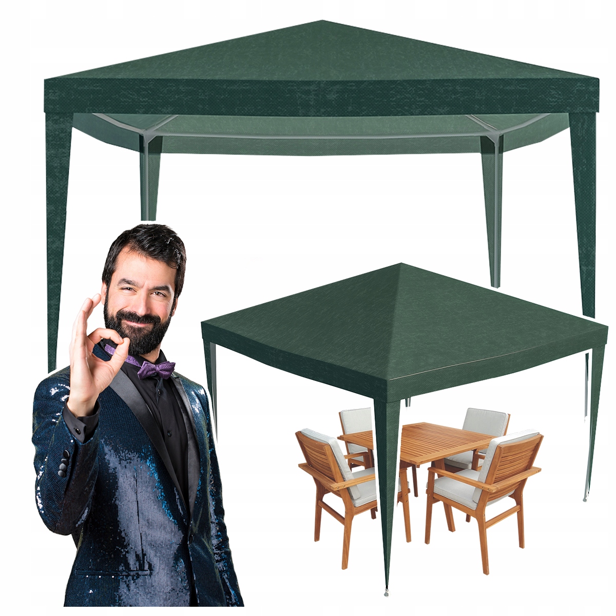 Střecha pro zahradní obchodní stan Na Terasu 3x3 m 4 stěny Silný Pe