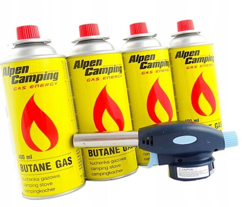 Palnik Gazowy Lutlampa +4 Kartusze 400ML Zestaw Palnik Z Gazem 4szt