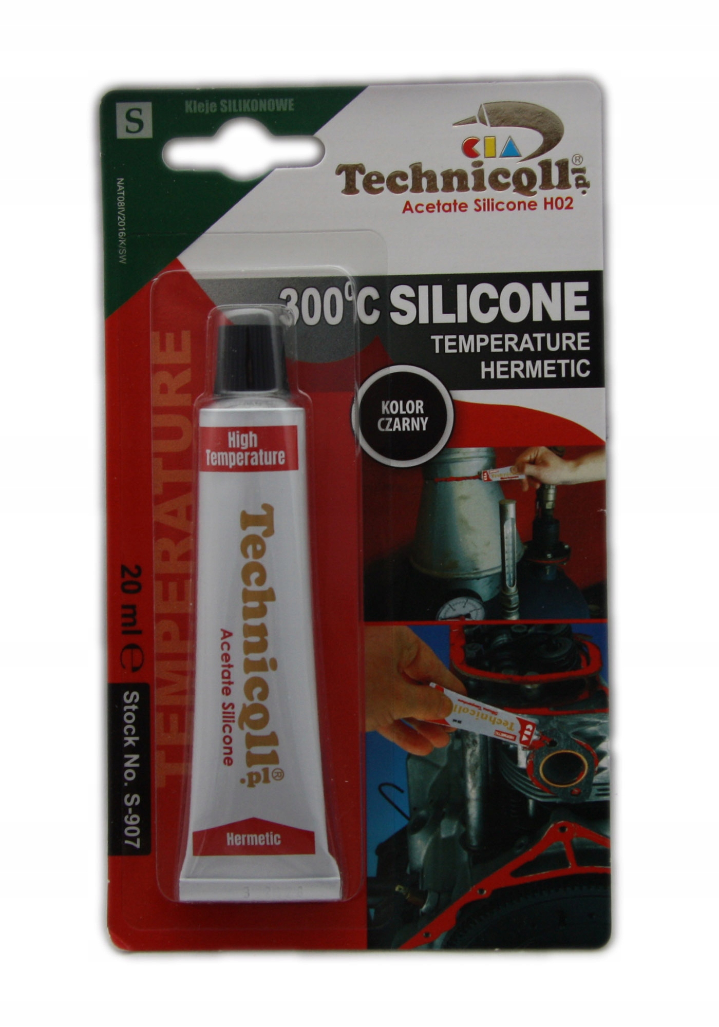 Silikon wysokotemperaturowy +300oC czarny 20ml S-907 Technicoll