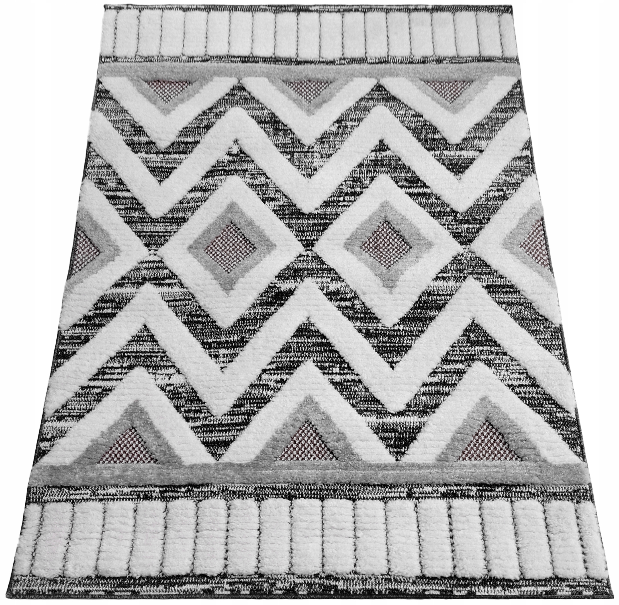 Koberec 120x180 Boho Berber Do Obývačky Šedá Krémová Antracitová Hnedá