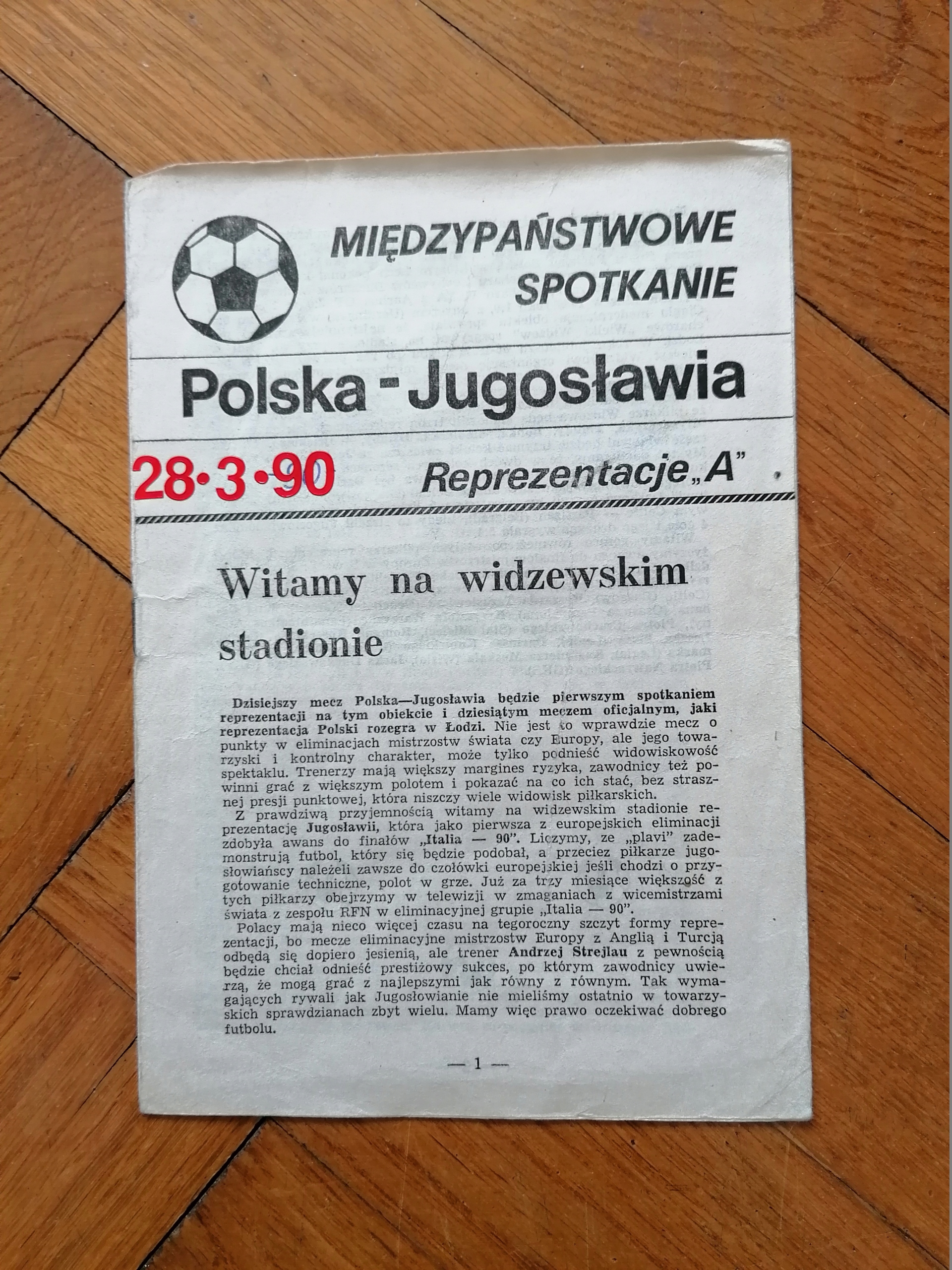 PROGRAM POLSKA-JUGOSŁAWIA 28.03.1990 R