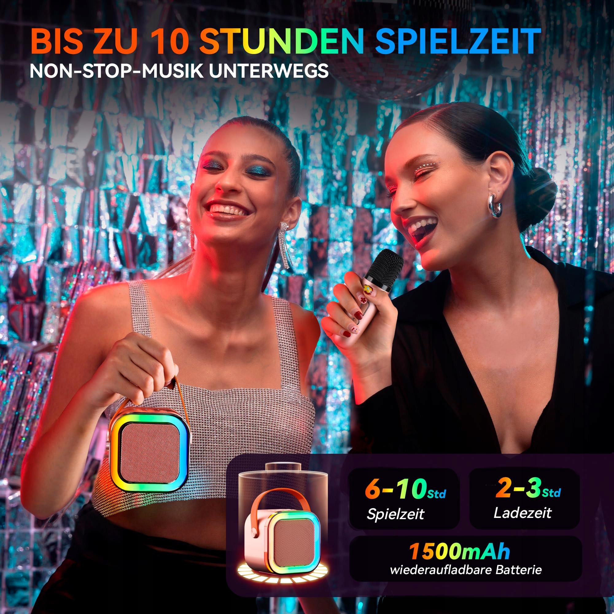 Maszyna do karaoke z 2 mikrofonami karaoke dla dzieci i dorosłych — miniatura 2