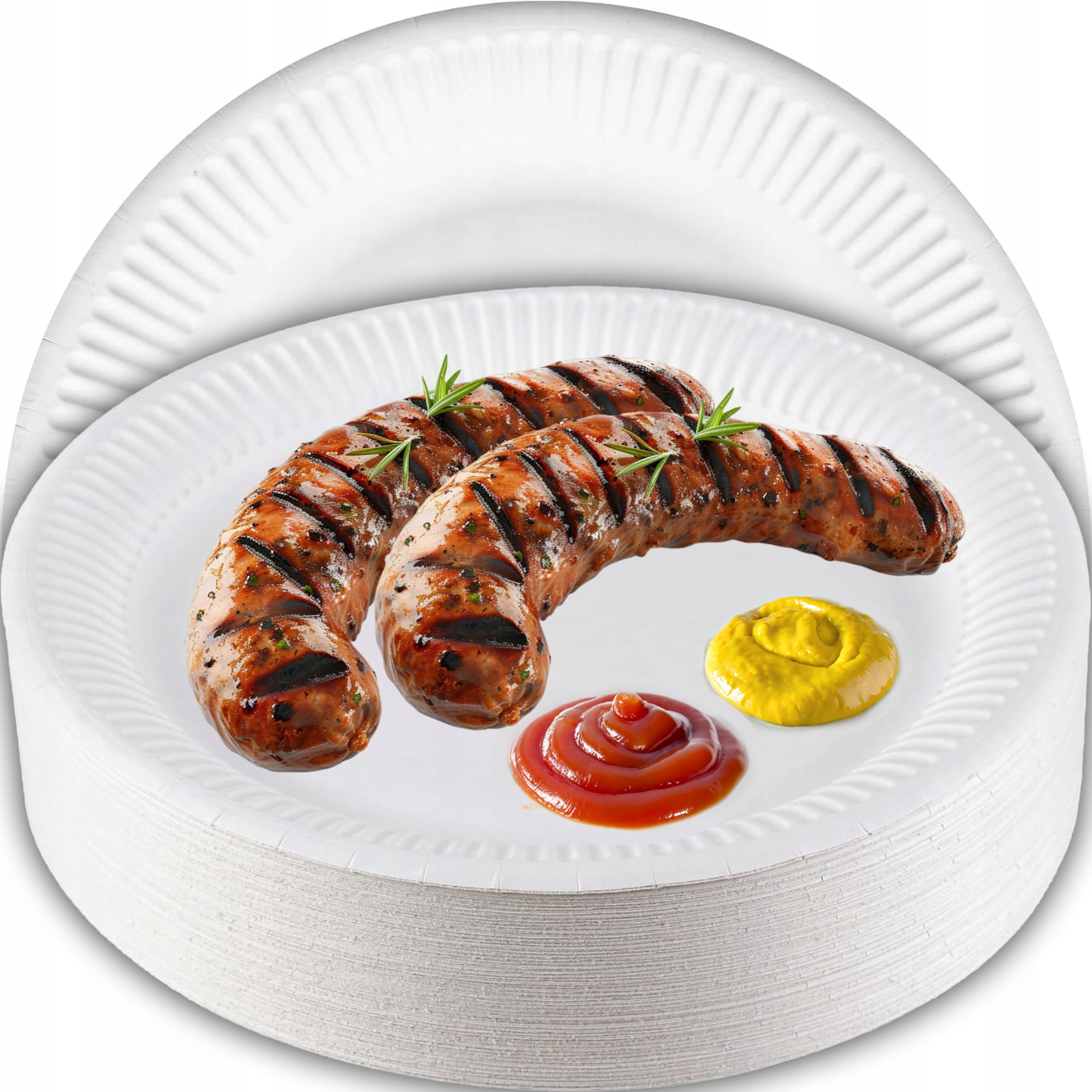 TALERZYKI PAPIEROWE JEDNORAZOWE BIAŁE OKRĄGŁE OBIADOWE EKO 23cm 100szt