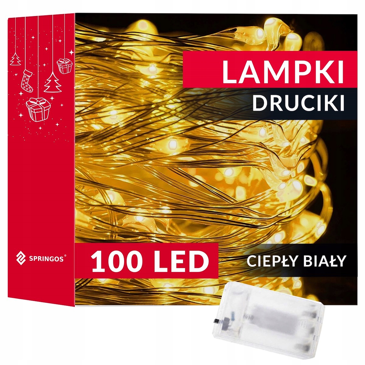

Lampki Druciki 100LED Mikro Baterie Ciepłe Białe