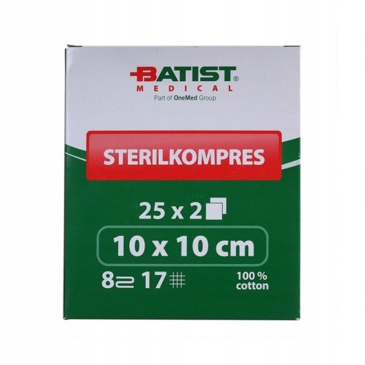 

Kompresy gazowe jałowe 10x10 cm 17N8W box 25op x 2
