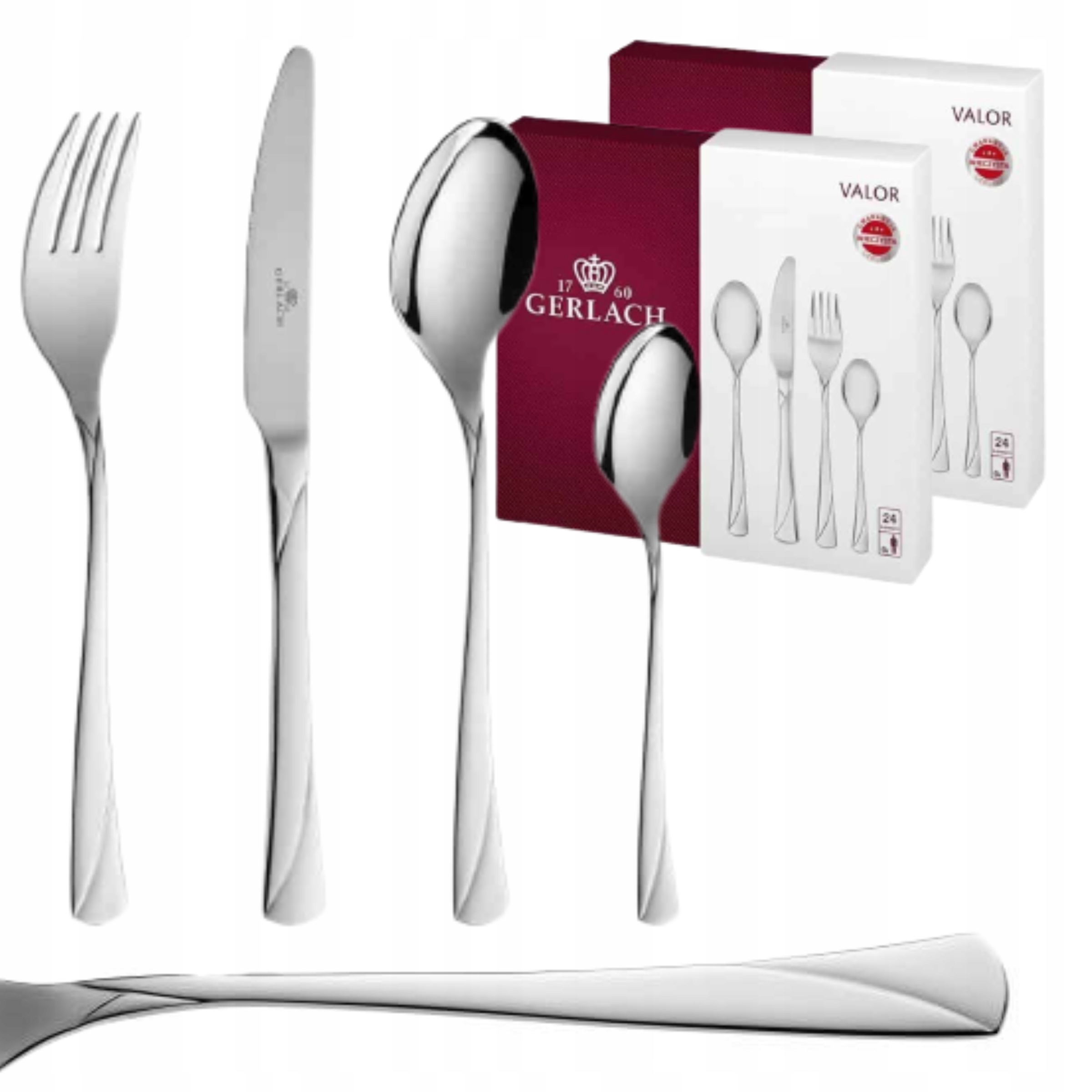 

Sztućce Gerlach Valor 12 osób 48 elementów Połysk