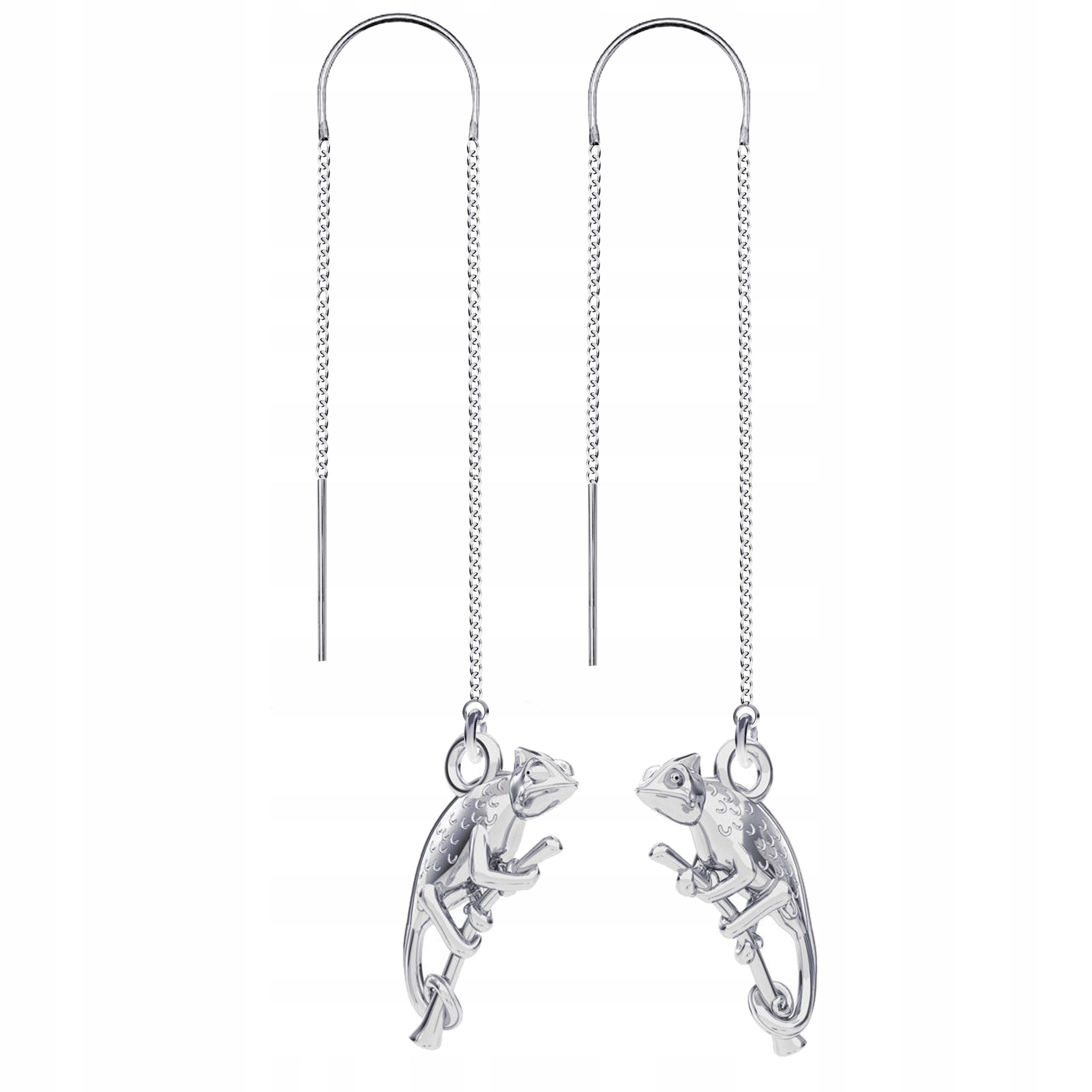 Stříbrné náušnice provlékací Kameleon 3D Symbol změny života Stříbro 925