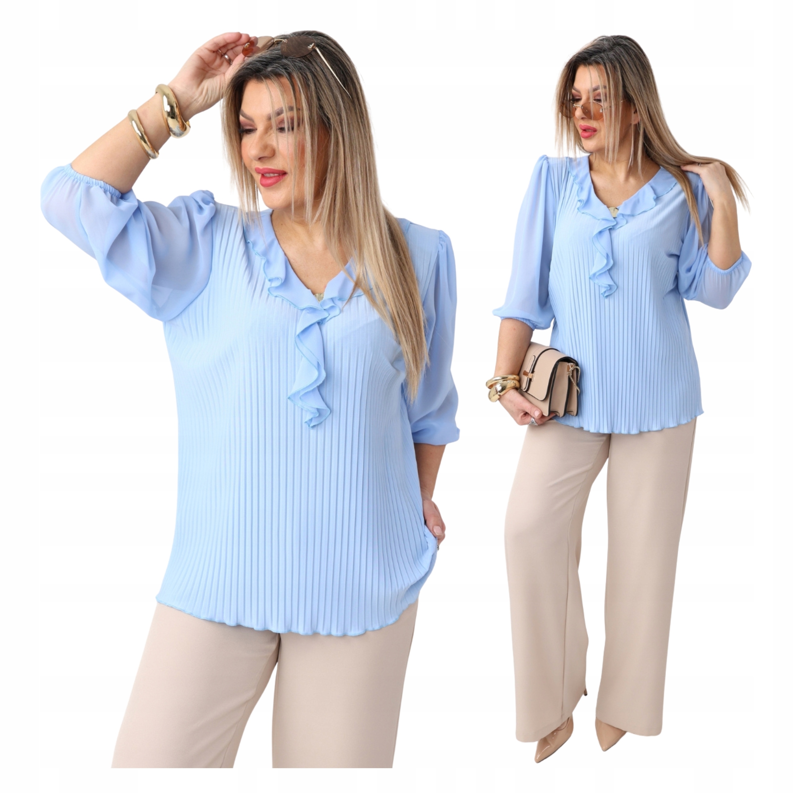 Bluzka z żabotem damska duże rozmiary Polski Producent wizytowa