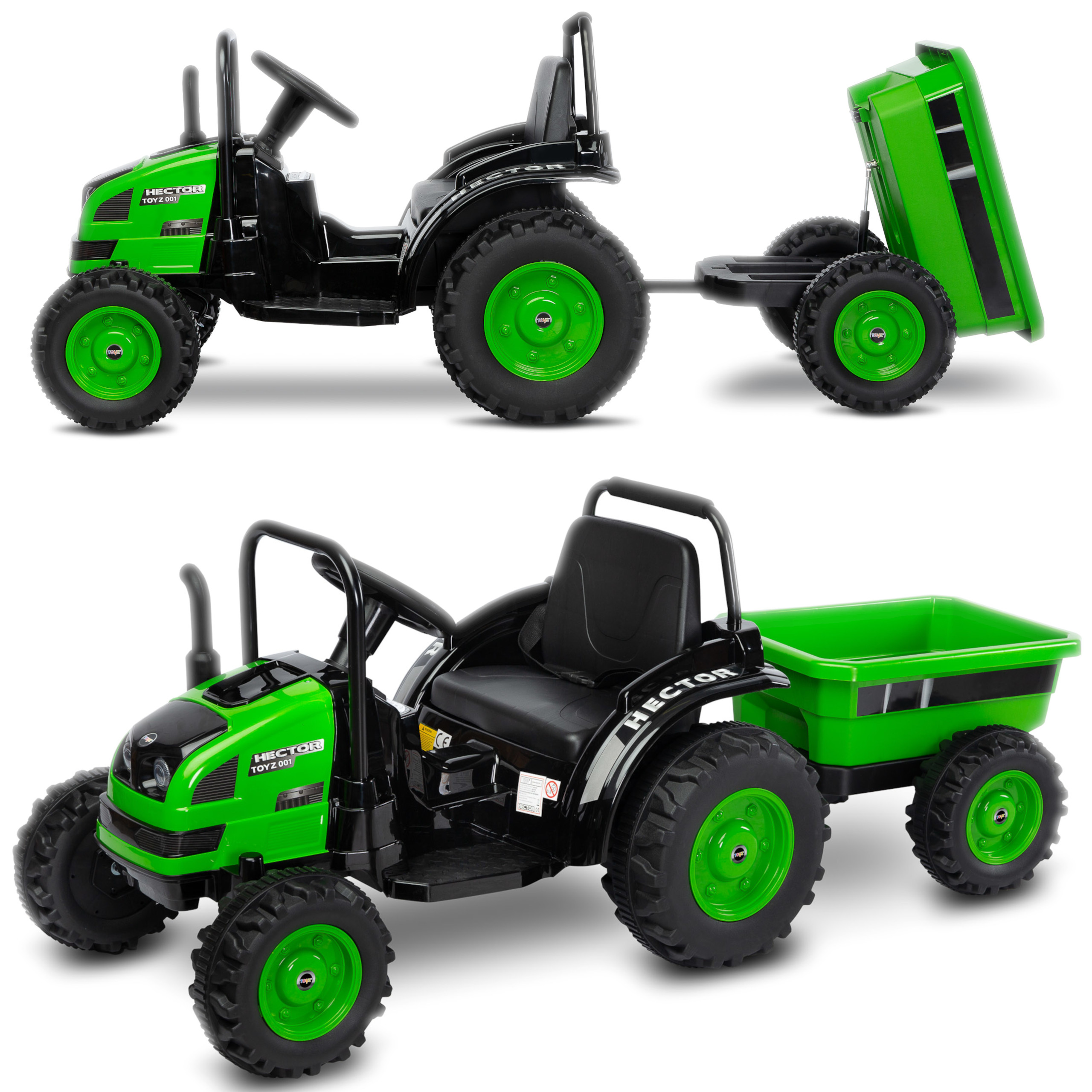 TRAKTOR NA AKUMULATOR PRZYCZEPA WYWROTKA PILOT LED PREZENT KOŁA EVA AUTO