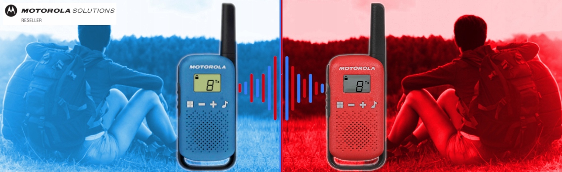MOTOROLA T42 RADIOTELEFONY WALKIE TALKIE + BATERIE Kod producenta MOTOROLAT42RED