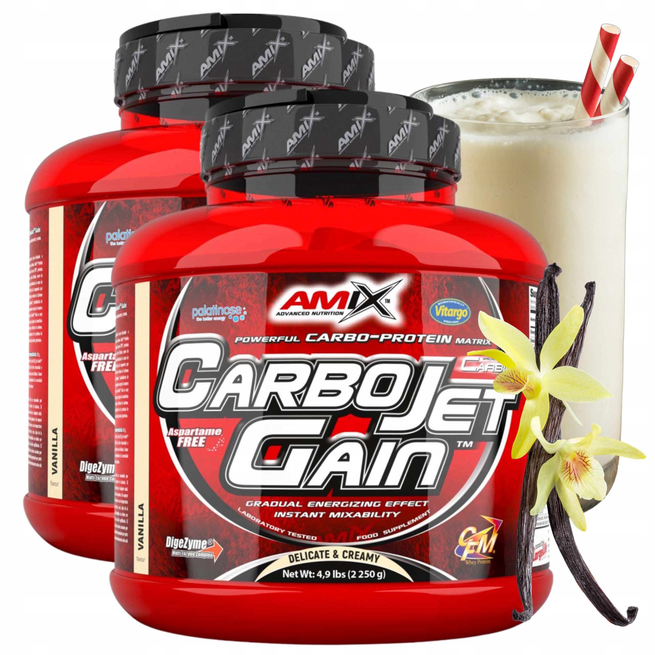 Carbojet Gain Doplněk Stravy na hmotu Wpi Cfm Vitargo Sacharidy Gainer Vanilka