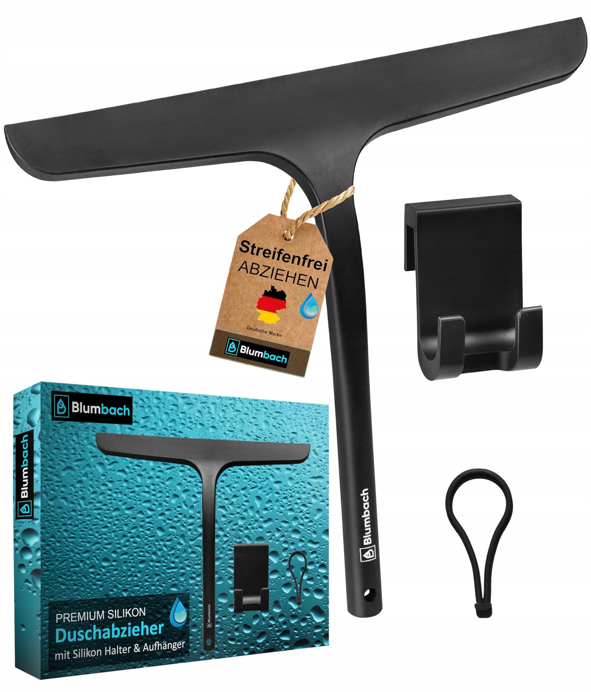 Černá sprchová stěrka Blumbach o šířce 28 cm Silikon