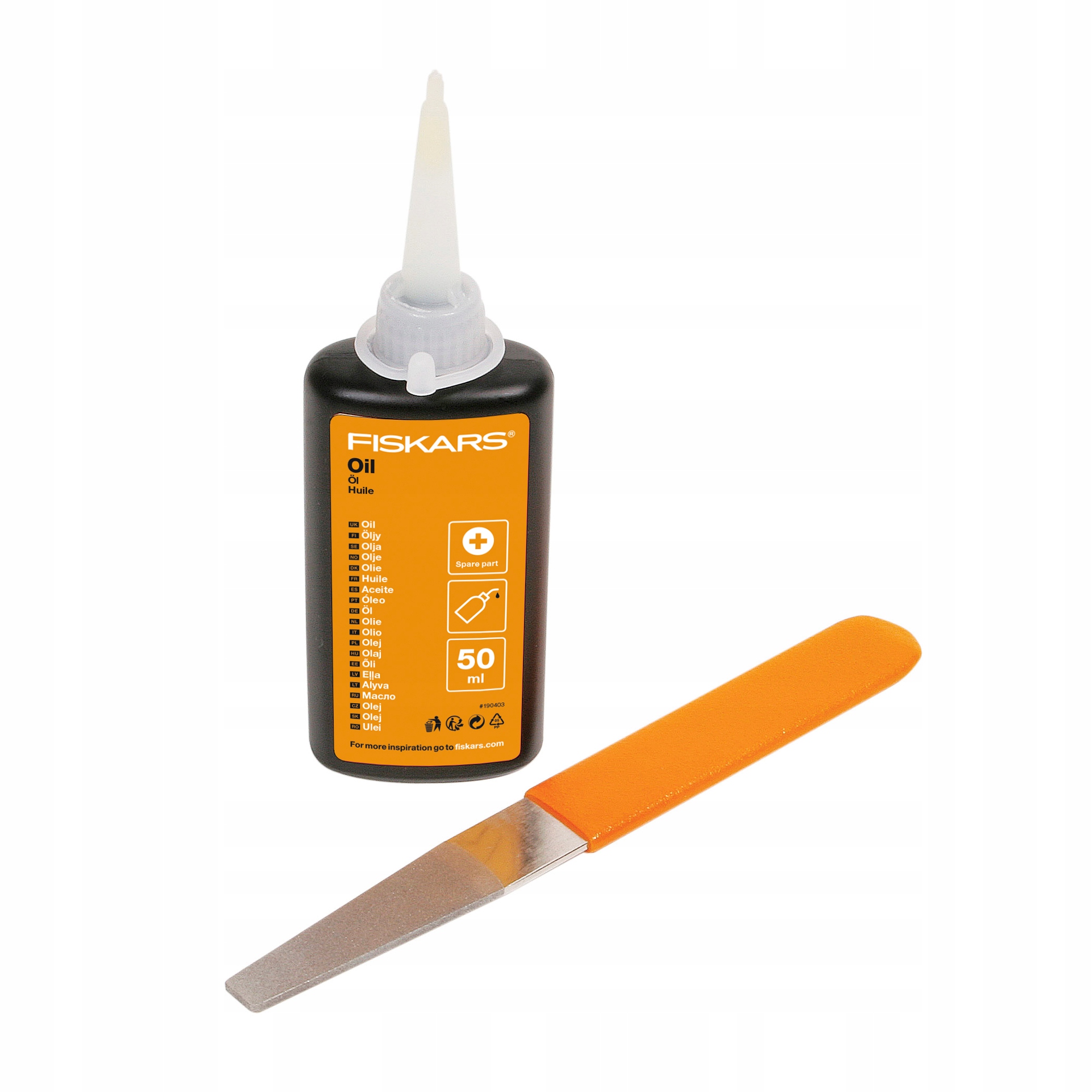 Fiskars Zestaw do konserwacji narzędzi ogrodowych oliwa pilnik diamentowy