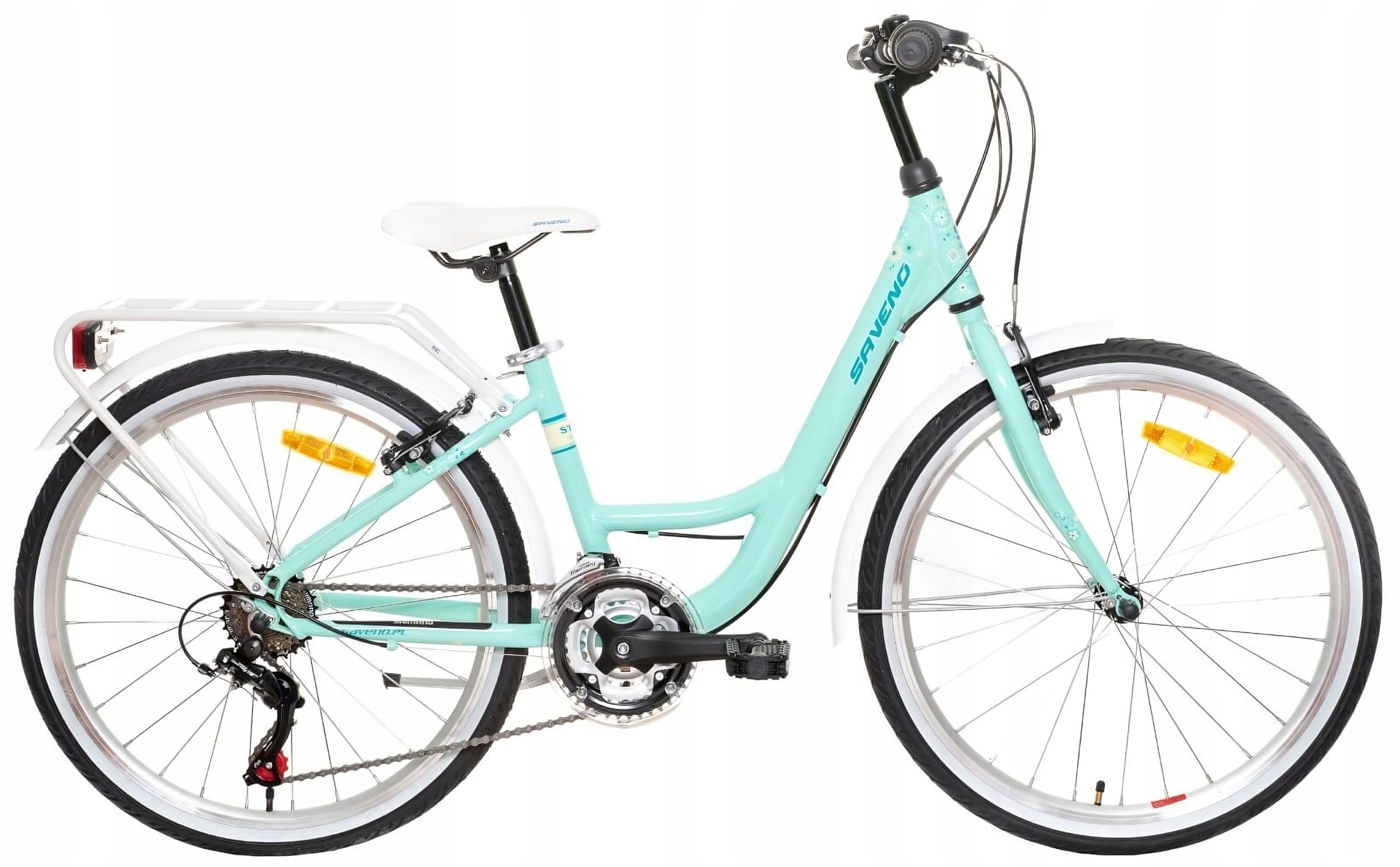 Rowerek Dla Dziewczynki 24 Saveno Shimano 18SPD miętowy damski dziewczęcy
