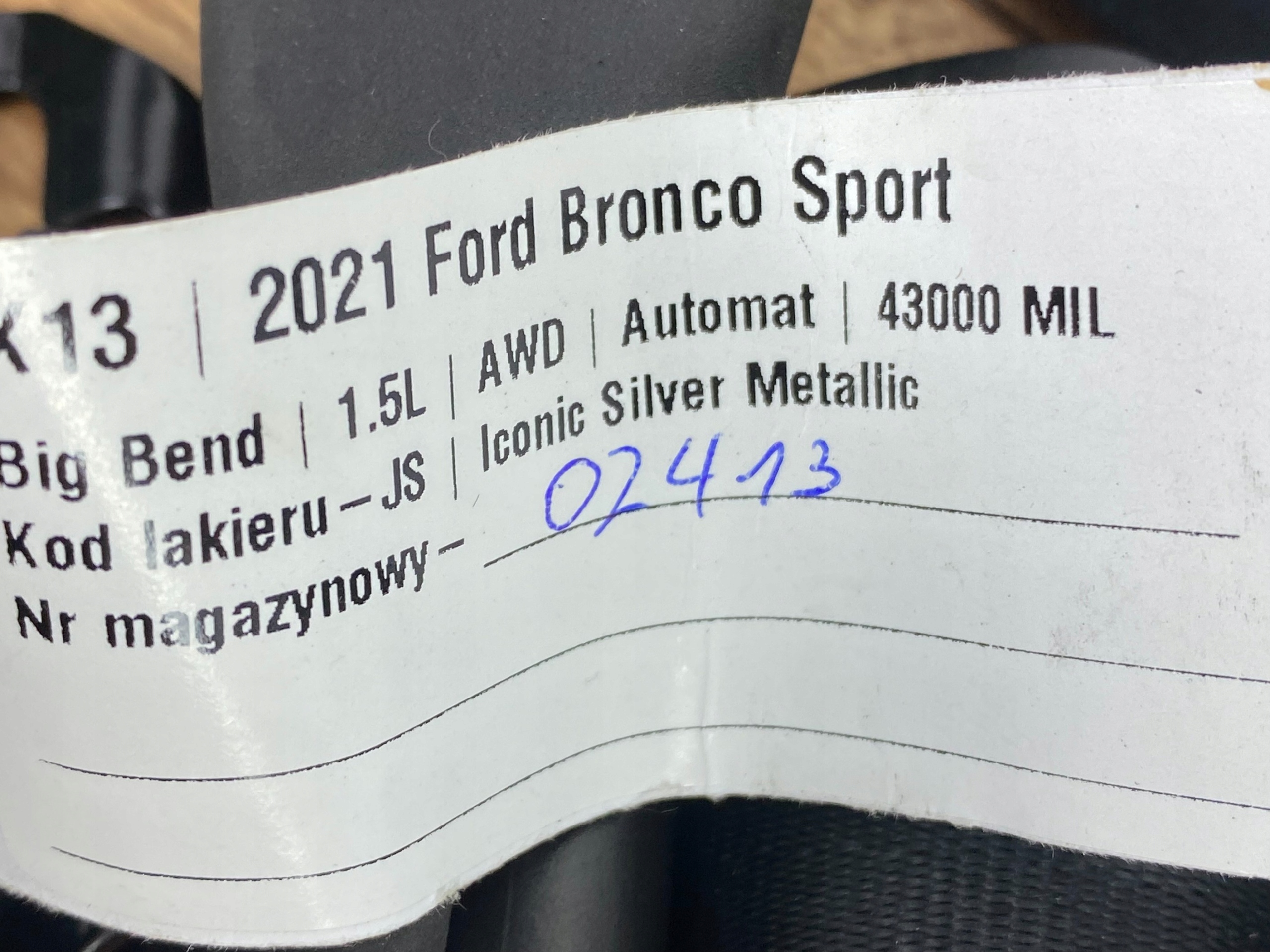 tension belt safety left front Ford Bronco Sport 2020+ USA