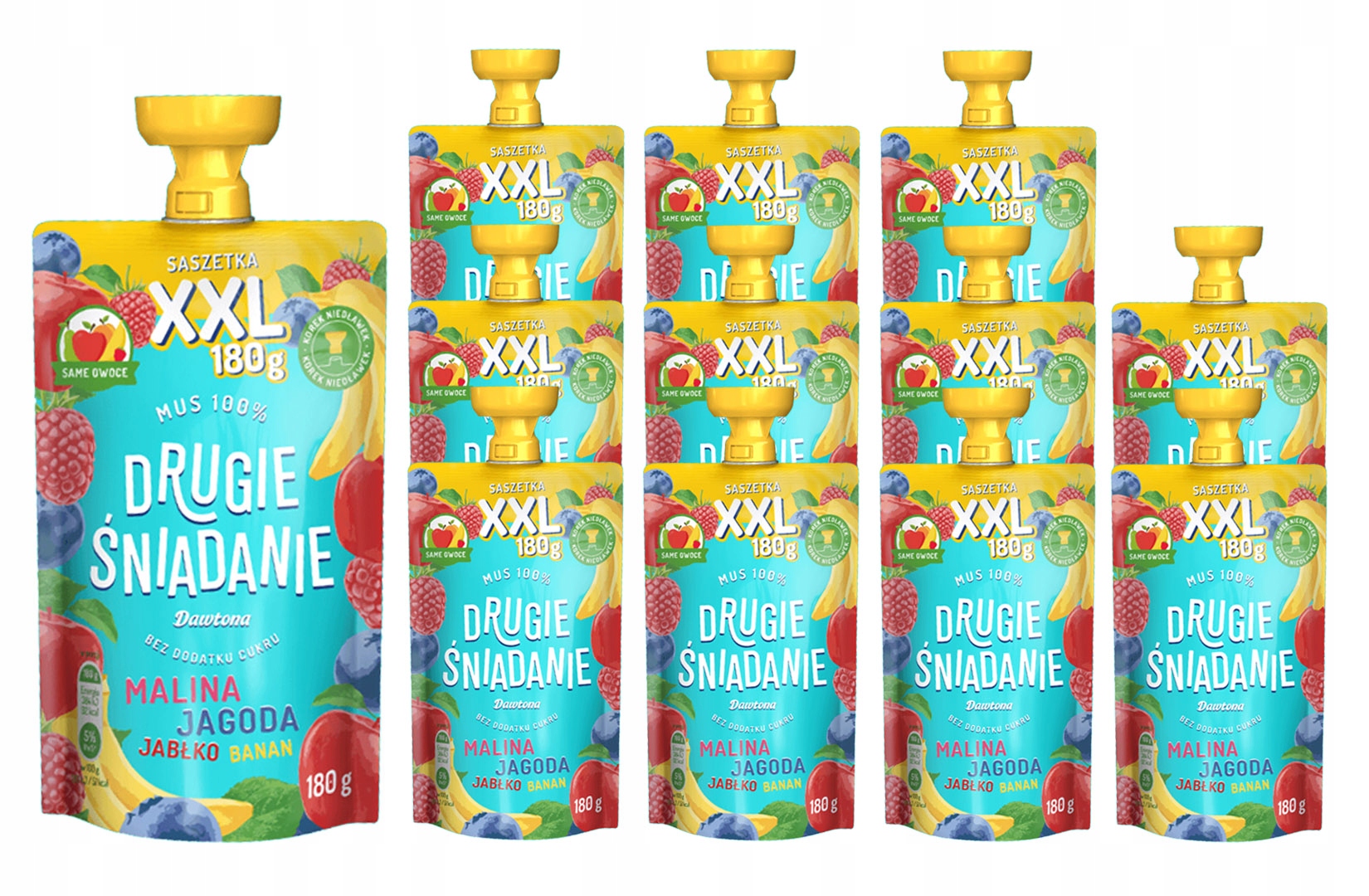 MUS DRUGIE ŚNIADANIE MALINA JAGODA XXL 12 x 180g