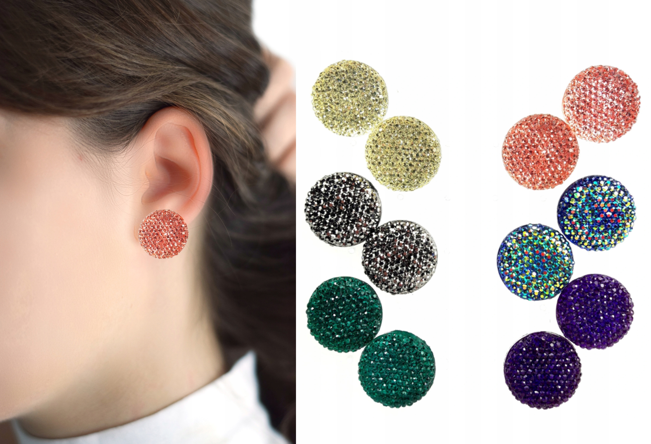 

Zestaw kolczyków koła kółka kryształkowe 6 par