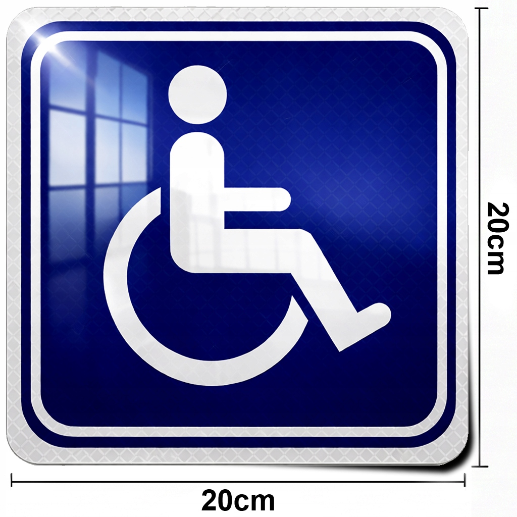 Niepełnosprawni Niepełnosprawny Naklejka Znak Auto Odblask Inwalida 20x20cm