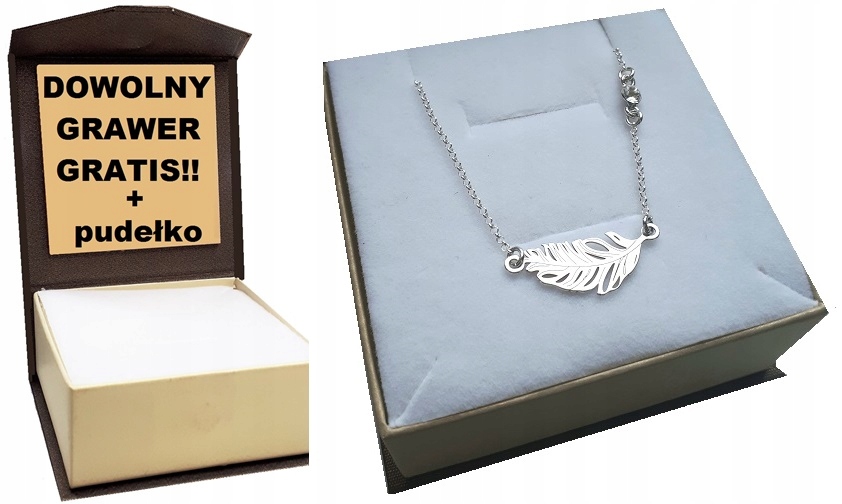 

Naszyjnik Piórko Swarovski el. srebro 925 Grawer