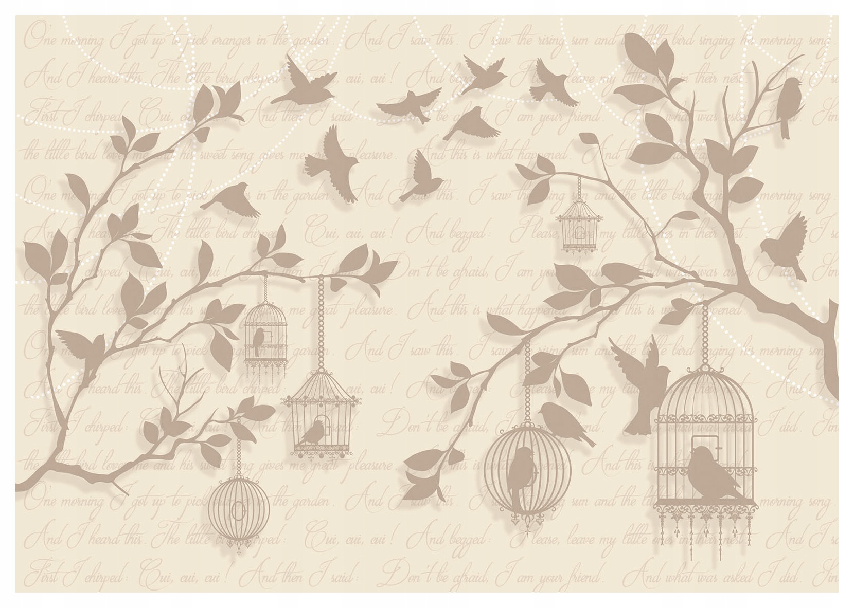 Fototapeta Vtáky vintage na konároch vinylová 254x184 lepidlo