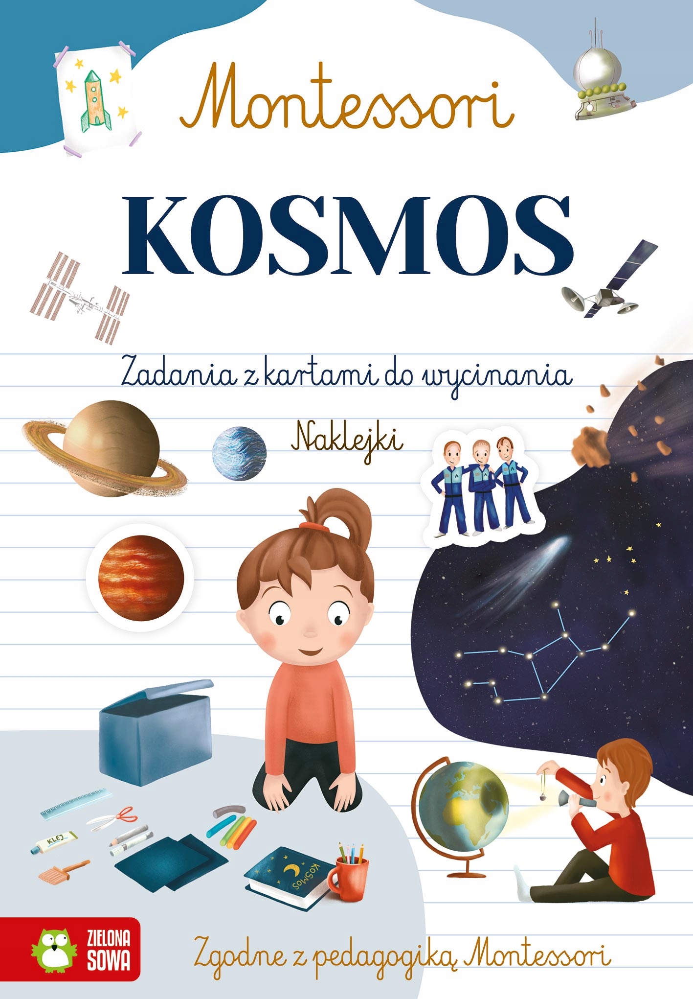 MONTESSORI KOSMOS ZADANIA NAKLEJKI WYCINANKI