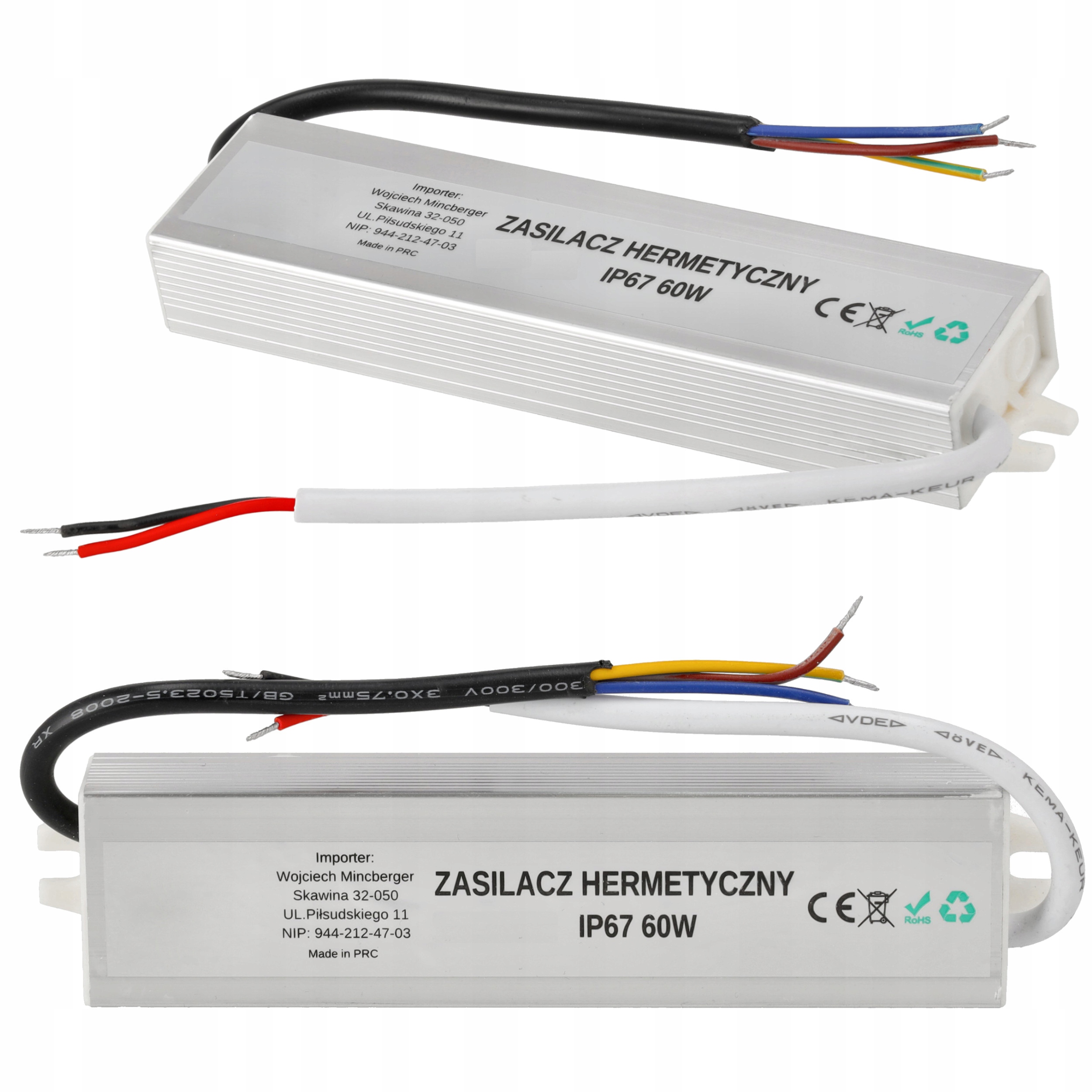 

Zasilacz Led wodoodporny 5A 60W 12V IP67