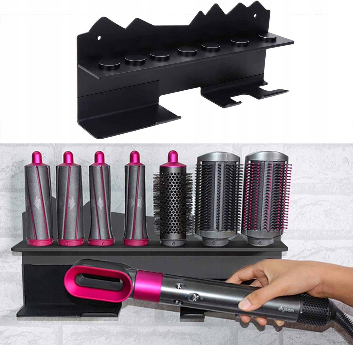 Kyrio Nástěnný držák pro vysoušeč vlasů Dyson z hliníku (černý)