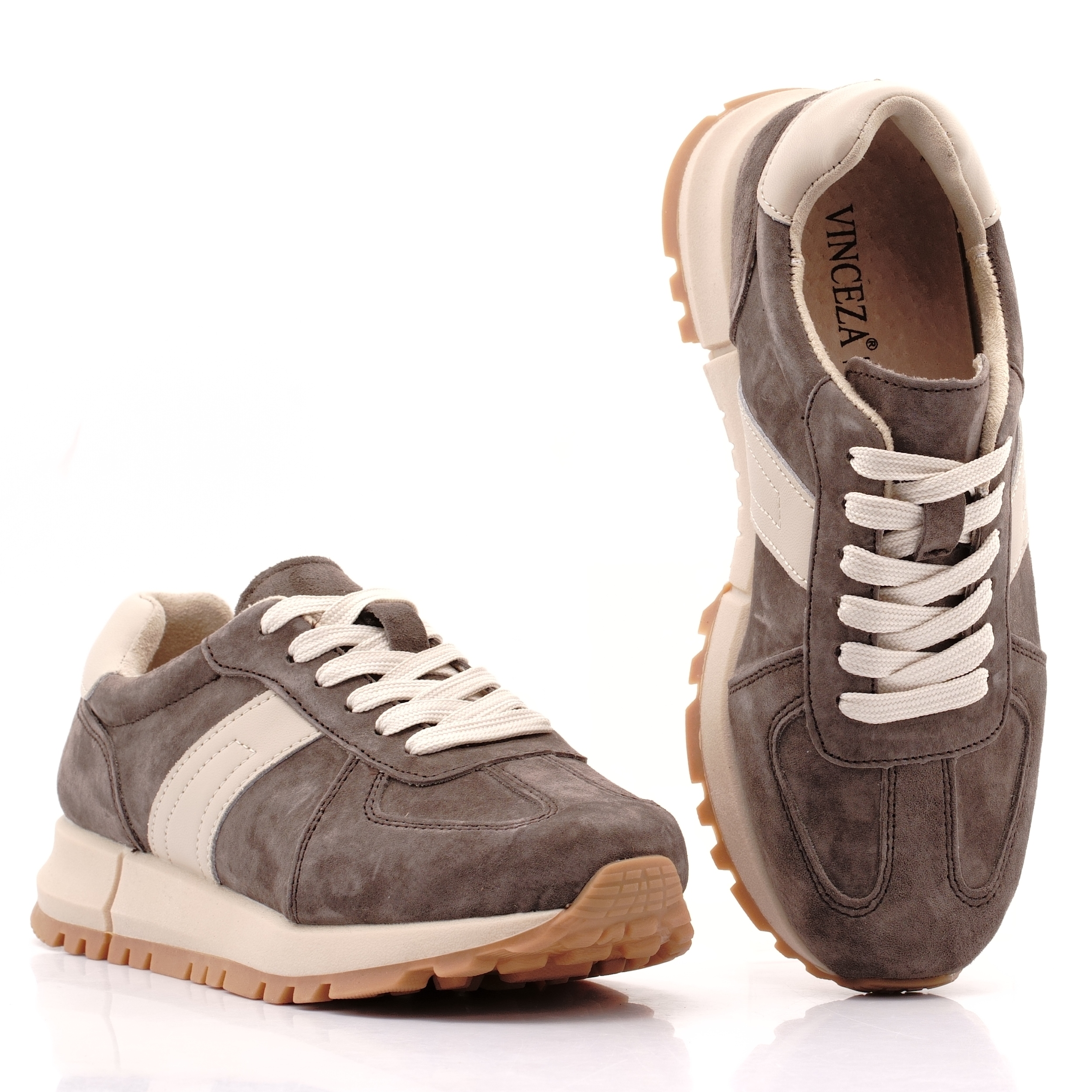 Vinceza Skórzane Buty Sportowe Sneakersy Damskie Klasyczne Brązowe 93219 39