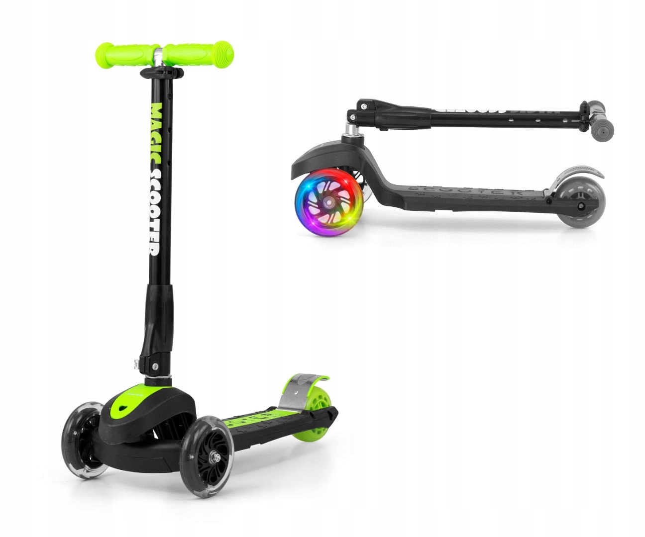 Skládací koloběžka pro děti Kola Led Scooter Magic Green Milly Mally