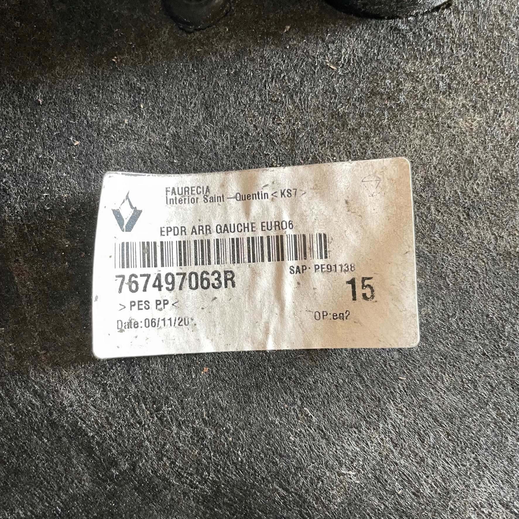 RENAULT TALISMAN KOMBI MUDGUARD REAR PART LEFT 767497063R