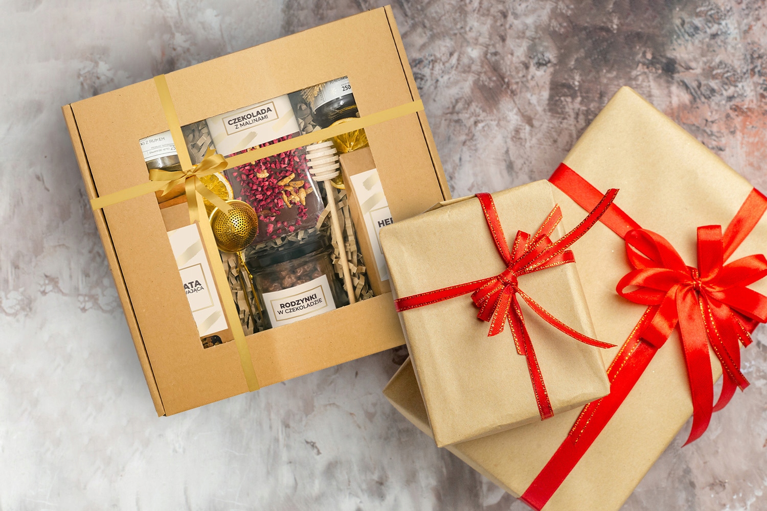 KOSZ PREZENTOWY HERBATY CZEKOLADKI MIÓD DUŻY BOX DLA NIEJ DLA NIEGO zestaw Certyfikat brak