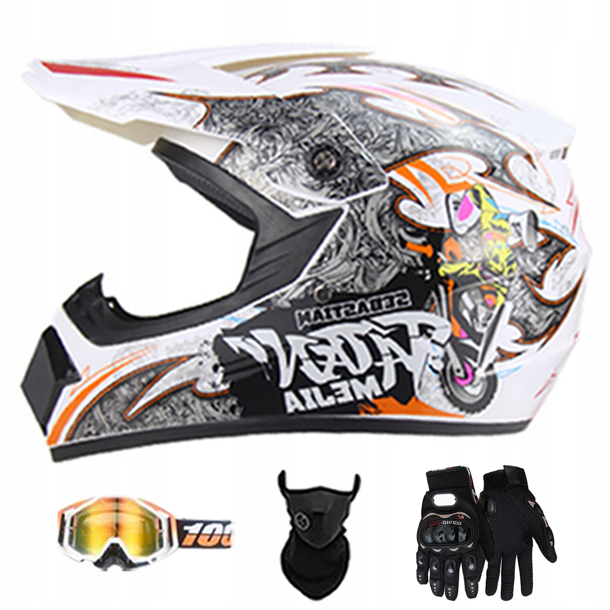 Motocyklová Přilba Lehká Enduro Quada Brýle Rukavice Maska M